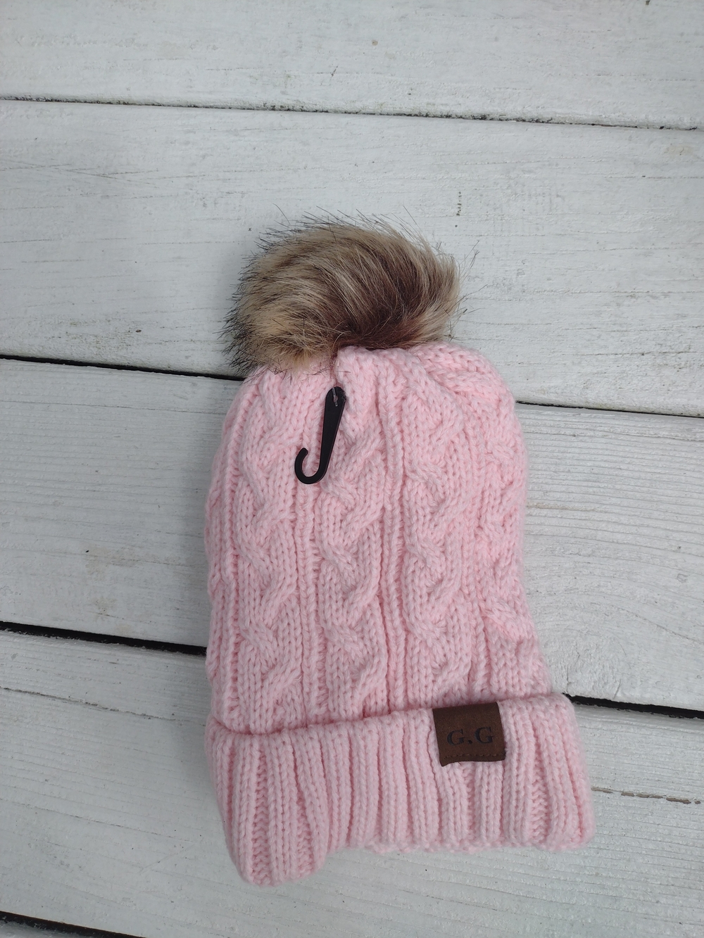 Knit Womens Pom Puff Hat